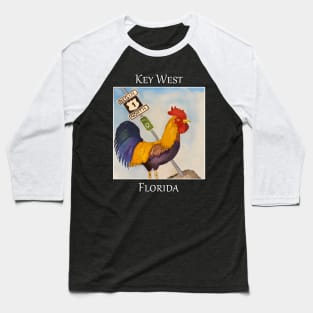 Rooster and Mile marker 0 famous in Key West, Florida Baseball T-Shirt